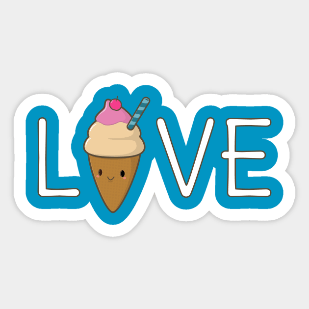 Cute Ice Cream Cone Love T-Shirt Sticker by happinessinatee